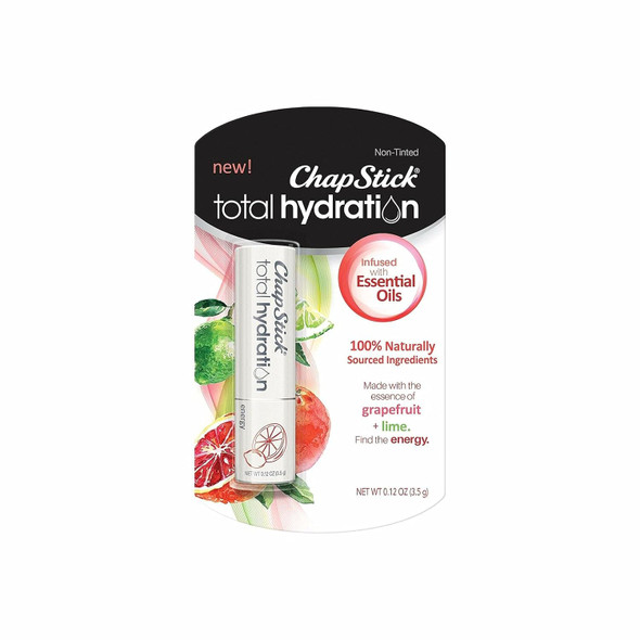 Chapstick Total Hydration Essential Oils Energy Lip Balm Lime + Grapefruit Lip Balm Tube Lip Care - 0.12 Oz