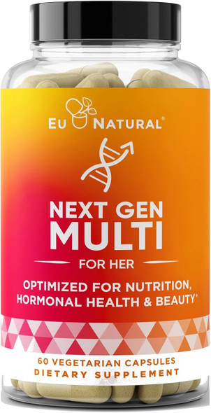 Eu Natural Next Gen Multivitamin for Women – 22 Optimized Vitamins for Immunity Beauty Brain Energy Bones and Heart – Vitamin C D E K Iron B6 and DHA - 60 Vegetarian Soft Capsules (Packaging May Vary) Eu Natural Next Gen Multivitamin for Women – 22 Optimized Vitamins for Immunity Beauty Brain Energy Bones and Heart – Vitamin C D E K Iron B6 and DHA - 60 Vegetarian Soft Capsules (Packaging May Vary)