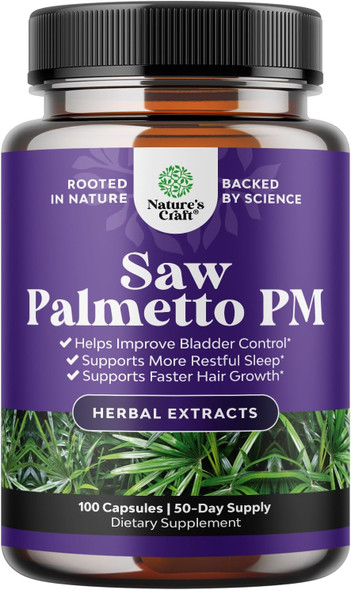 Natures Craft Nighttime Defense Saw Palmetto for Men - Saw Palmetto Extract Prostate Supplement for Men Help Reduce Night Urination Frequency Urgency and Overactive Bladder with Lycopene Pumpkin Seed and Melatonin