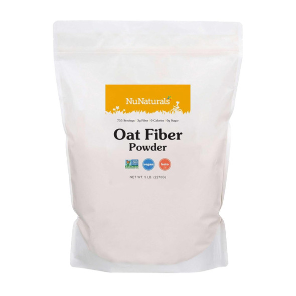 Nunaturals Oat Fiber Powder All Natural Non-GMO Supports Digestive Health 5 lbs