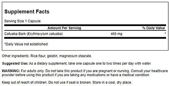 Swanson Catuaba Bark 465 Milligrams 120 Capsules