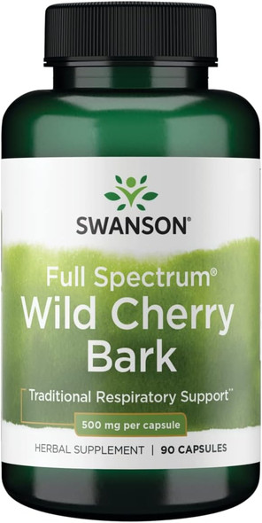 Swanson Full Spectrum Wild Cherry Bark Respiratory System Support 500 Milligrams 90 Capsules