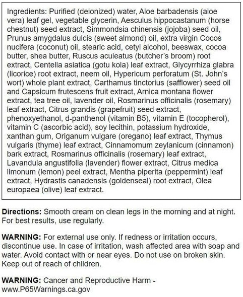 Swanson Leg Vein Essentials Cream - 4 fl Ounce (118 ml) - Supportive Cream for Healthy Leg Veins and Circulation