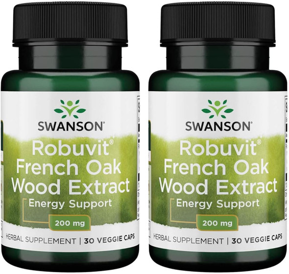 Swanson Robuvit French Oak Wood Extract 200 Milligrams 30 Veg Capsules (2 Pack)