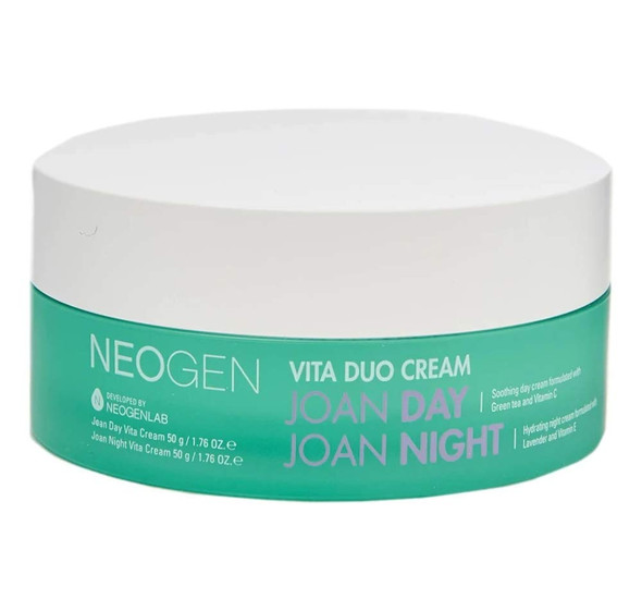 NEOGEN x Joan Kim Vita Duo Cream, Joan Day and Night Cream, Korean dual cream, Natural ingredients Green Tea and Vitamin C, 3.52 oz