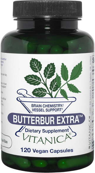 Vitanica Butterbur Extra Brain Chemistry and Vessel Support Vegan 120 Capsules