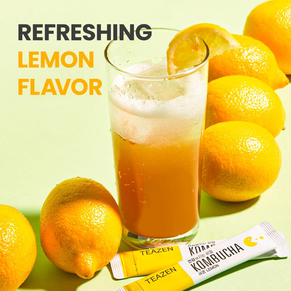 Teazen Lemon Kombucha Tea Hydration Drink Mix Sugar Live
