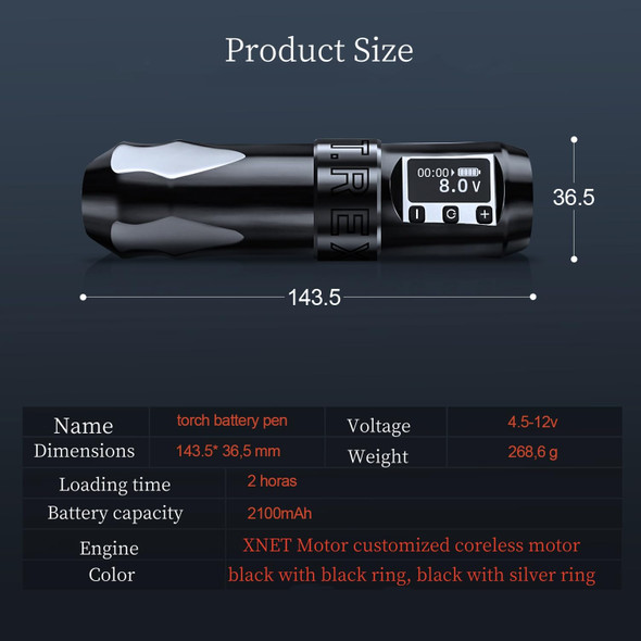Tattoo Gun Kit - Adjustment Wireless Tattoo Machine With Japanese Motor. Ideal For Use By Professional Tattoo Artists.(Black)
