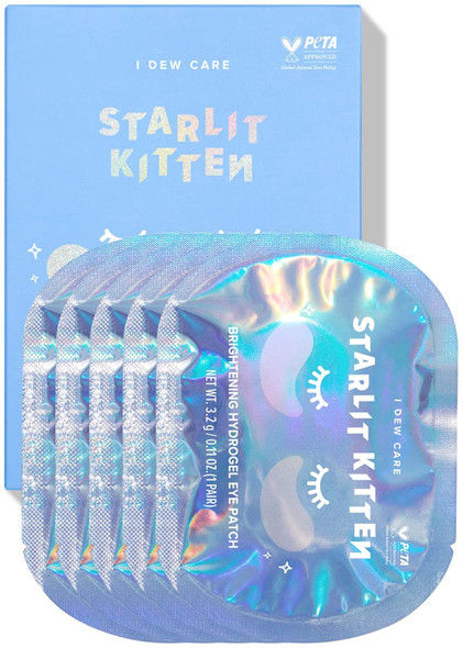 I Dew Care Hydrogel Eye Patch - Starlit Kitten, 5 Ea + Sheet Mask Pack - Let’S Get Sheet Faced, 14 Count Bundle