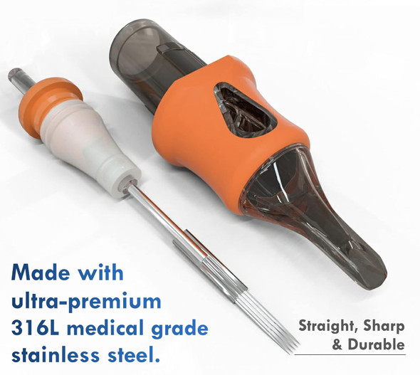 Ultra Premium Professional Tattoo Needles Cartridge W/Grip & Machine Covers Sleeves #12 Traditional Round Liner 20 Pack (1218Rl Traditional)