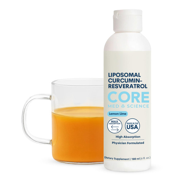 Core Med Science Liposomal Curcumin Resveratrol 200Mg Curcumin And 75Mg Resveratrol 6 Fl Oz Liquid  High Absorption Curcumin Supplement