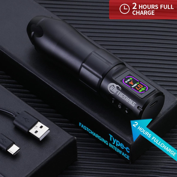 Rattlesnake Rotary Tattoo Machine Pen Digital Led Display 4.2Mm Stroke Length(Tattoo Machine With Extra Battery)