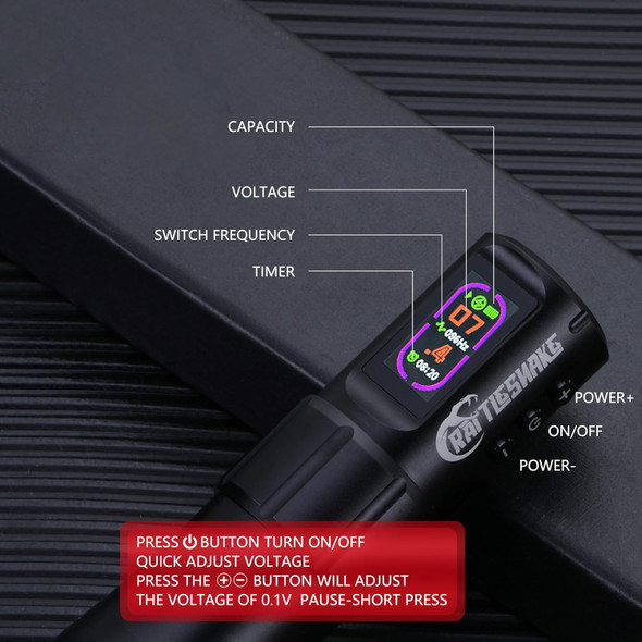 Rattlesnake Rotary Tattoo Machine Pen Digital Led Display 4.2Mm Stroke Length(Tattoo Machine With Extra Battery)