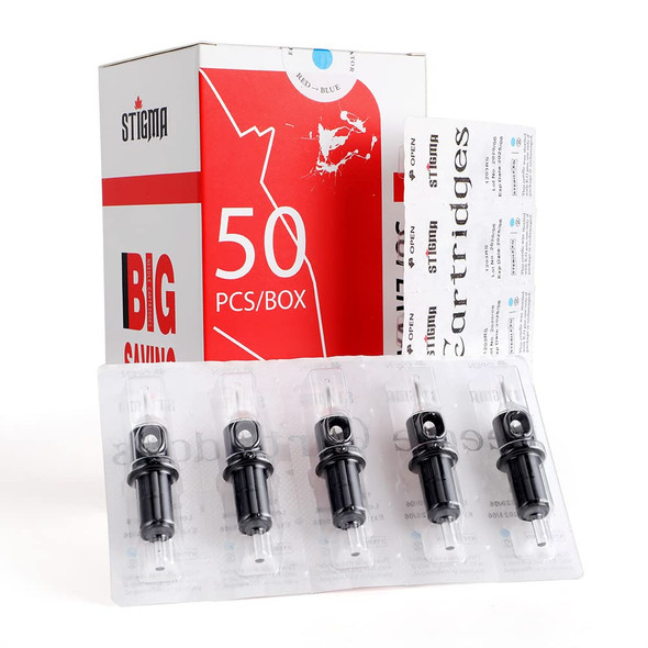 Stigma #10 (3Rl) Bugpin Tattoo Cartridges Disposable Tattoo Cartridge Needles With Membrane Safety Cartridges For Tattoo Artists Round Liner 50Pcs Super Value Pack En05-50-1003Rl