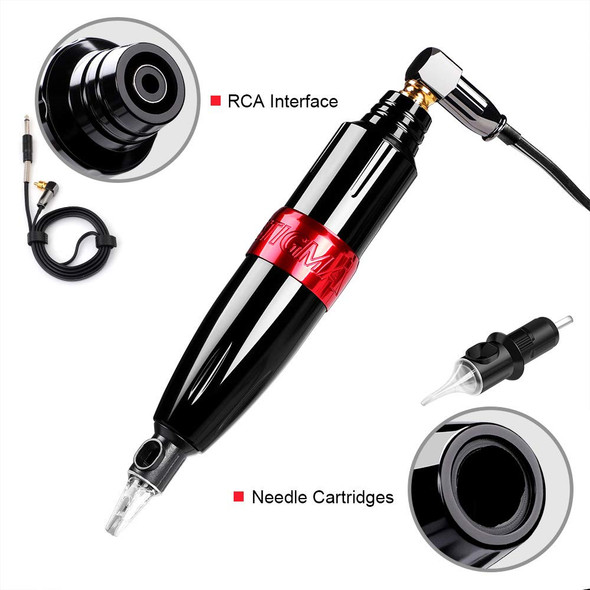 Stigma Rotary Tattoo Machine Pen Tattoo Gun With Japan Motor Ultra High Speed Rotation Rca Connected For Tattoo Artist Black Em122-1