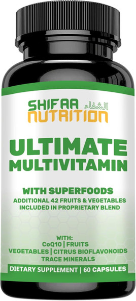 Halal Multivitamins For Women, Men & Adults, 30 Servings  Iron, Vitamin A, B6, B12, Biotin, Niacin, C, D3, E, Zinc, Calcium, Folic Acid, Coq10  Halal Vitamins