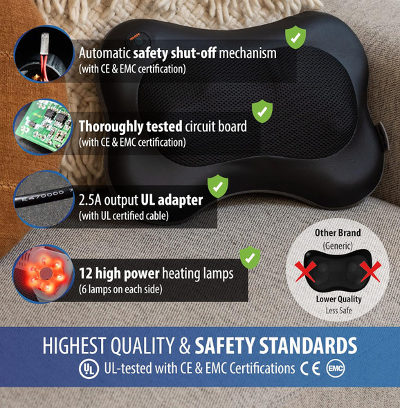 Zyllion Shiatsu Back And Neck Massager With Heat - Cordless Rechargeable 3D Kneading Deep Tissue Massage Pillow For Chair, Car, Muscle Pain Relief - Black (Zma-13Rb)