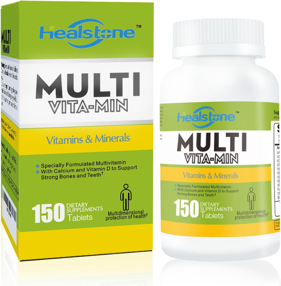 Adult Multivitamin/Multimineral For Immune Health, Dietary Supplement For Energy, Brain, Eye Health With Vitamin A, C, D3, E, Calcium & More, Gluten Free, 75-Days Supply, 150 Tablets