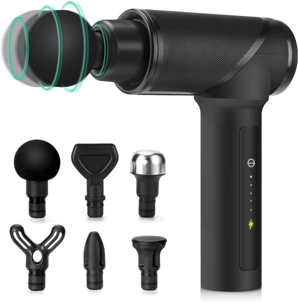 Medcursor Massage Gun, High Intensity Brushless Motor, Muscle Massage Gun Deep Tissue For Athletes With 6 Massage Heads, Electric Percussion Massager For Any Pain Relief, Gifts For Father/Dad (Black)