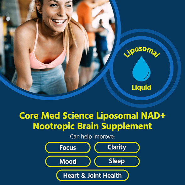Core Med Science Liposomal Nad Supplement Liquid, 4 Fl Oz - Nmn Or Nicotinamide Riboside Alternative - Supports Healthy Aging & Energy Metabolism - Nicotinamide Adenine Dinucleotide Supplement