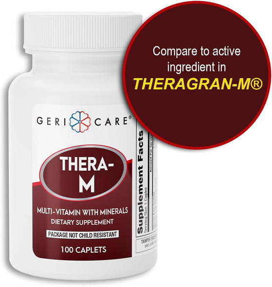 Gericare Thera High Potency Multivitamin With Mineral Caplets, Nutritional Supplement, 100 Count (Pack Of 1)