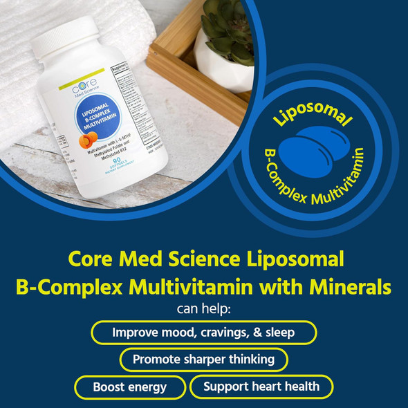 Liposomal Methylated Multivitamin B-Complex By Core Med Science, 90 Softgels - Non-Gmo Active Super B Complex Vitamin Supplement For Heart Health - Vit Methyl B Complex Immune Support Supplement