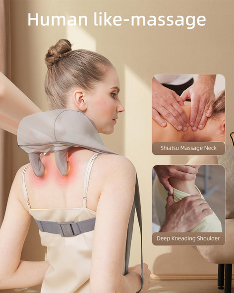 Neck Shoulder Massager Relieves Tension Improves Circulation Ultimate Comfort Portable Alleviates Muscle Soreness Stylish Eases Stiffness (Grey)