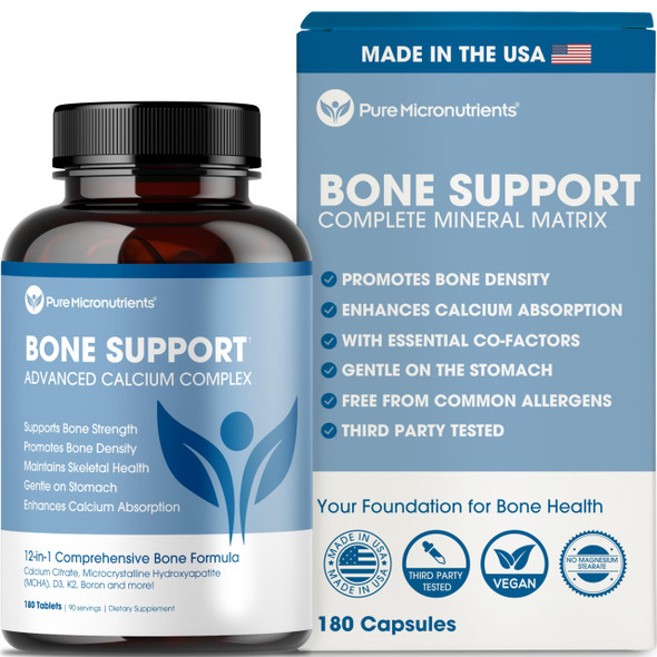 Pure Micronutrients Calcium Supplement For Women & Men - Calcium Citrate & Hydroxyapatite + Vitamin D3 K2 Magnesium Zinc & More For Complete Bone Health 180 Tablets
