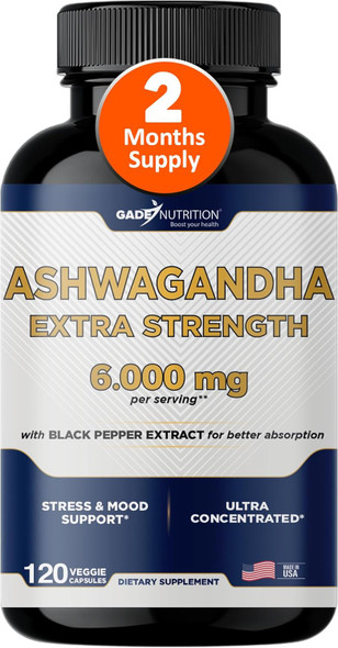 Ashwagandha Supplements - Extra Strength 6000Mg Ashwagandha Powder Capsules With Black Pepper. Natural Mood, Focus, And Energy Support Supplement, 120 Veggie Capsules, Usa Made Ashwagandha Supplements - Extra Strength 6000Mg Ashwagandha Powder Capsules With Black Pepper. Natural Mood, Focus, And Energy Support Supplement, 120 Veggie Capsules, Usa Made