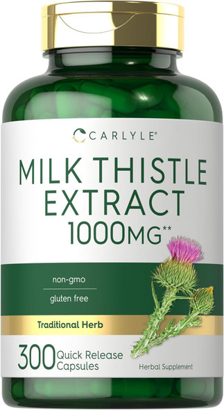 Carlyle Milk Thistle 1000Mg  300 Capsules  Non-Gmo, Gluten Extract