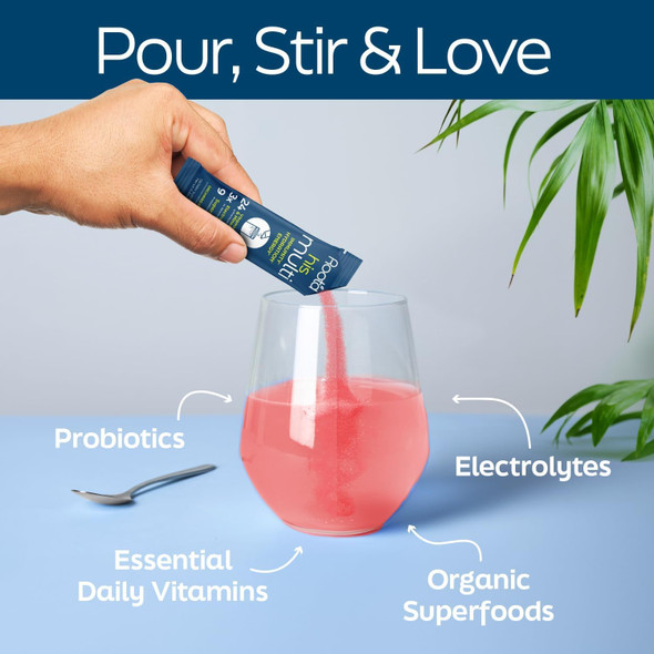 Root'D Multivitamin Powder With 3X Electrolytes For Men - 24 Vitamins & Minerals, 3X Electrolytes, 9 Organic Superfoods, Probiotics & Enzymes, Sugar-Multivitamin & Hydration  24 Packets