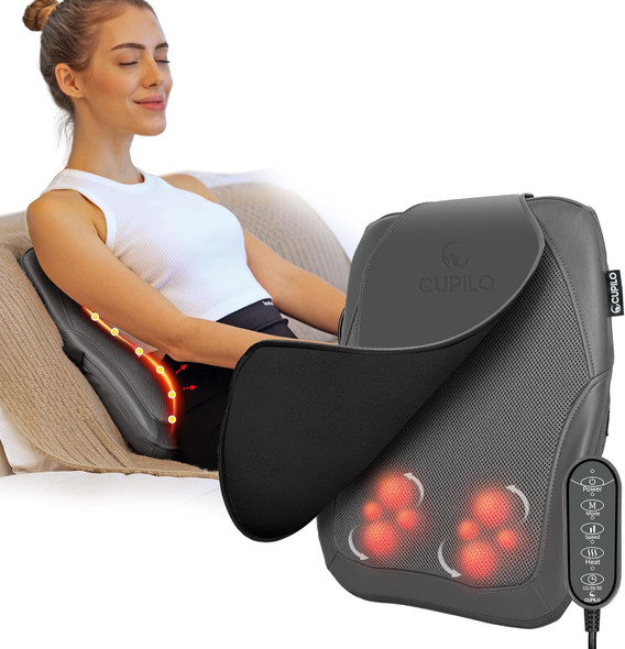 Shiatsu Low Back Massager - 3D Kneading Massage Pillow For Pain Relief,Portable Rolling Massager For Home Office,Ideal Gifts For Mom Dad