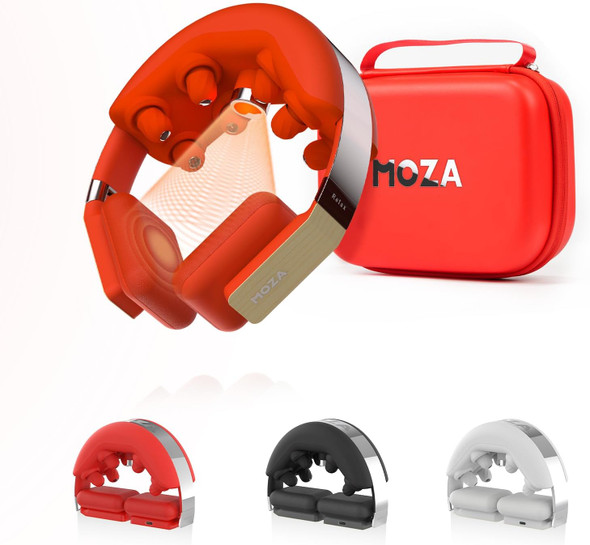Moza Cordless Neck Massager With Heat- Neck Massager For Pain Relief Deep Tissue- Emulating Human Hand, Protein Leather Comfort& Painless Relaxation