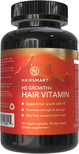 H5 Grow+ Hair Vitamin Supplement – Biotin, Ayurvedic Herbs & 5 Nutrient Groups For Hair Growth, Density & Strength  Best Hair Growth Supplement For Men And Women (Pack Of 1) (1 Pack)
