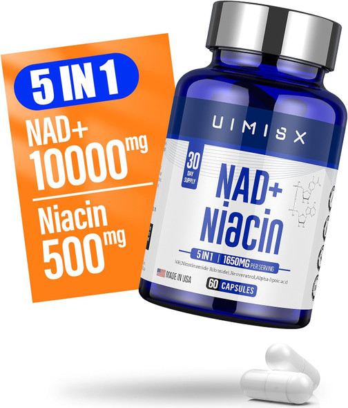 Nad+ Supplement 1000Mg & Niacin(Vitamin B3) 500Mg, Nad Plus Boosting Supplement For Woman And Man, Nicotinamide Riboside (Nr) Supports Anti-Aging, Energy, Brain, Muscle, Non-Gmo, Gluten-Free,57