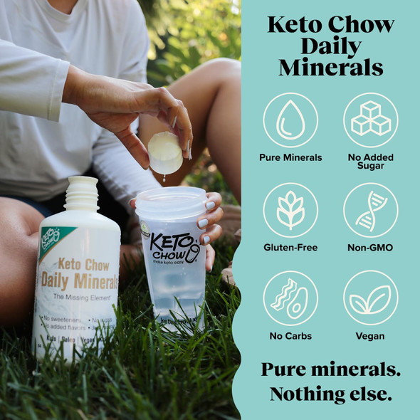 Keto Chow - Daily Minerals Drops - Promotes Electrolyte Balance - Copper, Magnesium, Chromium, Zinc, Boron, & Selenium - Zero Sugar - Keto Friendly - Gluten - Vegan - Non Gmo - Travel Size - 2 Oz