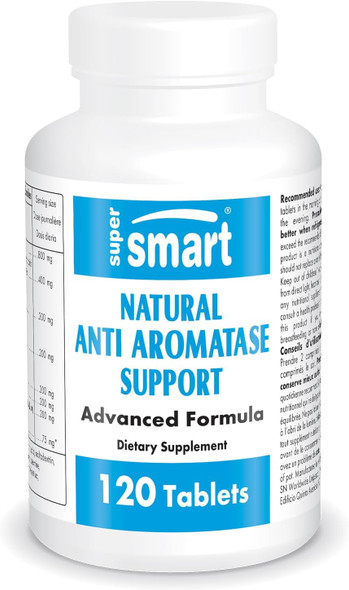 Supersmart - Natural Anti Aromatase Support (Advanced Formula) - With Dim, Genistein, Chrysin - Aromatase Inhibitor Supplement  Non-Gmo & Gluten - 120 Tablets