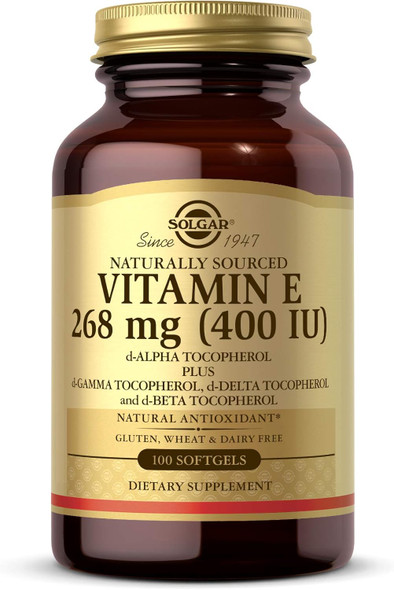 Solgar Vitamin E 268 Mg (400 Iu) (D-Alpha Tocopherol & Mixed Tocopherols), 100 Softgels - Supports Immune System & Skin Nutrition - Natural Antioxidant - Gluten Free, Dairy - 100 Servings Solgar Vitamin E 268 Mg (400 Iu) (D-Alpha Tocopherol & Mixed Tocopherols), 100 Softgels - Supports Immune System & Skin Nutrition - Natural Antioxidant - Gluten Free, Dairy - 100 Servings
