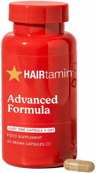 HAIRtamin Advanced Formula Hair Growth Supplement for Women & Men Supports Stronger Longer Visibly Thicker Hair With 5000 mcg Biotin Vitamins & Antioxidants 100% Vegan – 1 Month Supply