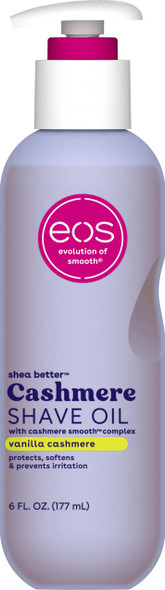 eos Cashmere Shave Oil – Vanilla Cashmere, Moisturizing Shave Oil with Shea Butter & Glycerin, Helps Prevents Irritation & Razor Burn, Vegan, 6 fl oz