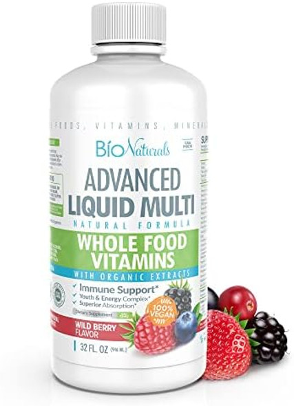 Bio Naturals Liquid Whole Food Multivitamin For Men & Women With Over 100 Ingredients - Superfoods, Omegas, Organic Extracts - 100% Vegan - 32 Oz