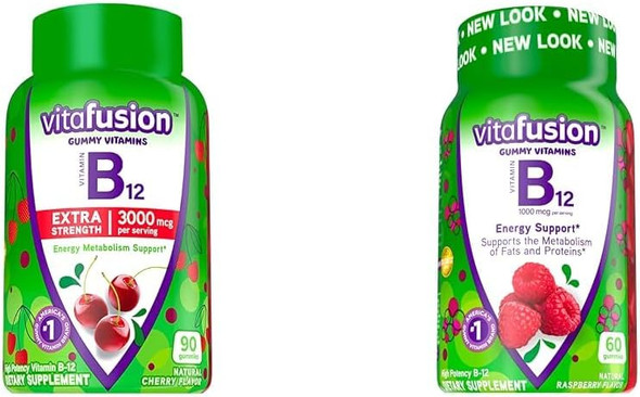 Vitafusion Extra Strength Vitamin B12 Gummy Vitamins For Energy Metabolism Support And Nervous System Health Support, Cherry Flavored, America’S Number 1 Brand, 45 Day Supply, 90 Count