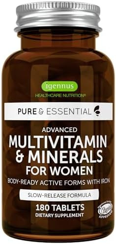 Methylated Women'S Multivitamin, Methylated Folate For Mthfr, Clean Label & Vegan, With Iron, Non-Gmo, Halal, Sustained Release, 60 Tablets, By Igennus
