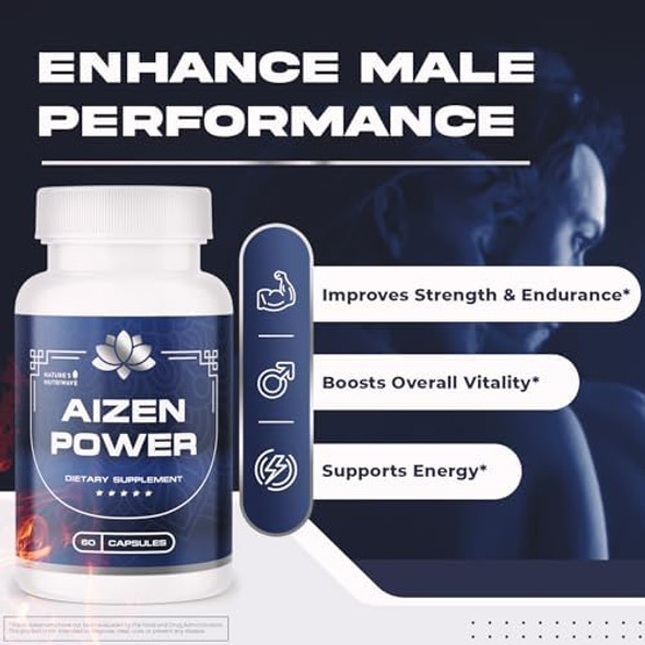 Aizen Power For Men, All Natural Male Supplement, Aizen Power For Men, Male Supplement, Original Formula - 60 Caps, 1 Month Supply