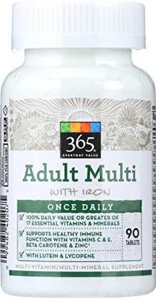 365 Everyday Value, Adult Multi With Iron, 90 Ct (Packaging May Vary)