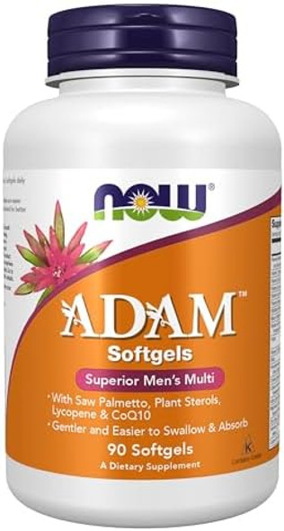 Now Supplements, Adam™ Men'S Multivitamin With Saw Palmetto, Plant Sterols, Lycopene & Coq10, 90 Softgels
