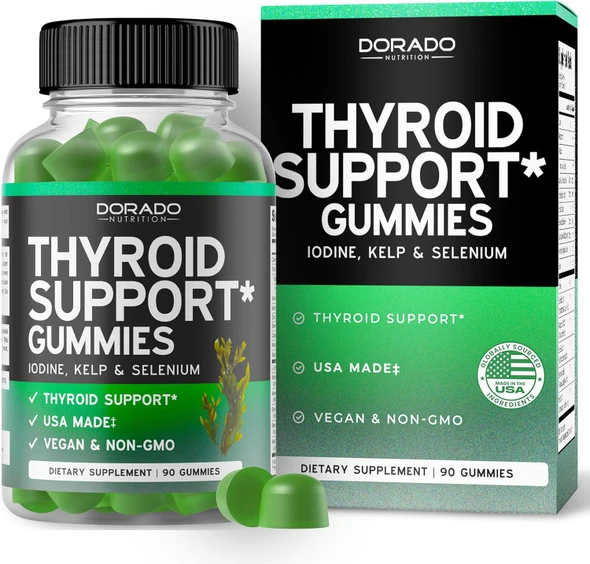 DORADO NUTRITION Thyroid Support For Women & Men (90 Gummies) Ashwaganda Iodine Bladderwrack Kelp & Schisandra - Thyroid Support Supplement - Delicious Flavor - Non-Gmo Vegan Gluten-- (90 Thyroid Gummies)