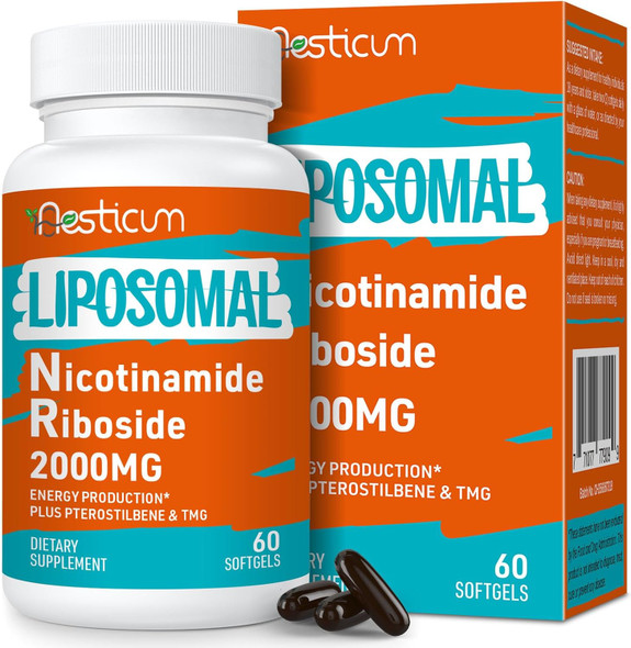 2000 Mg Liposomal Nicotinamide Riboside Supplement, High Absorption, Nad+ Boosting Supplement With Tmg And Pterostilbene, Superior To Niacinamide For Cellular Energy, And Age Resist, 60 Softgels