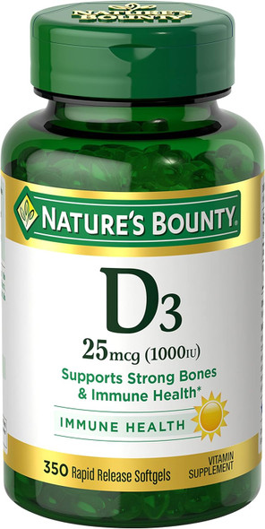 Nature'S Bounty Vitamin D3 1000 Iu Softgels, Immune Support, Promotes Healthy Bones, 350 Ct Nature'S Bounty Vitamin D3 1000 Iu Softgels, Immune Support, Promotes Healthy Bones, 350 Ct