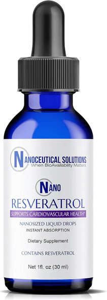 Nanoceutical Solutions Nano Liquid Resveratrol Trans Resveratrol Supplement For Brain & Heart Health  Ultra-Efficient Absorption, Up To 8 Times Higher Than Resveratrol Capsules  30 Servings